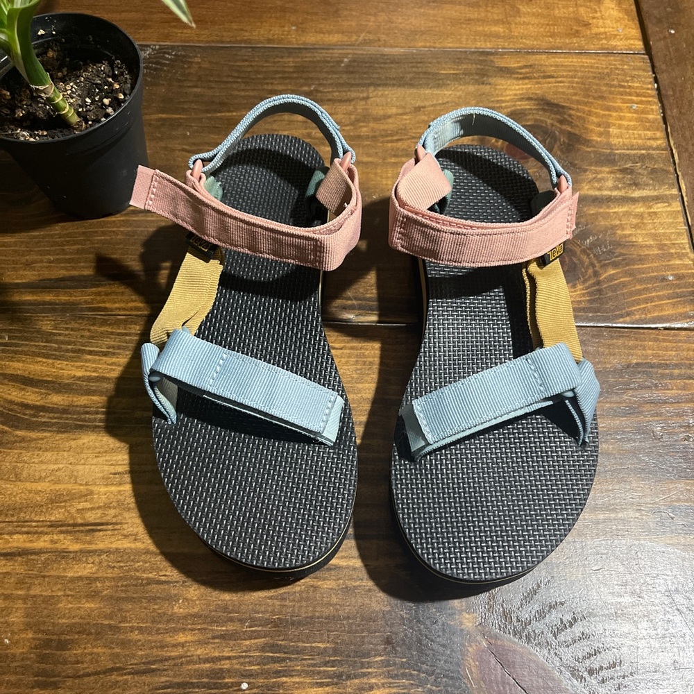 Teva Pink and Blue Sporty Platform Sandals